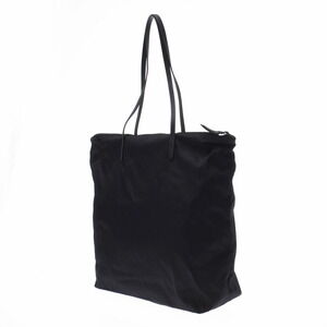 Prada Bag Nylon Single Tote Black Leather